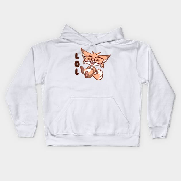 Cute Kawaii Nerd Fox lol laughing Kids Hoodie by Kyumotea